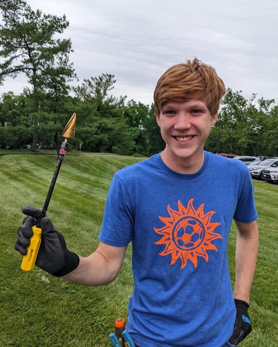 Our summer intern Greg is all smiles to be back at work with the dynamo boys this week! #dynamoelectric #mdcontractors